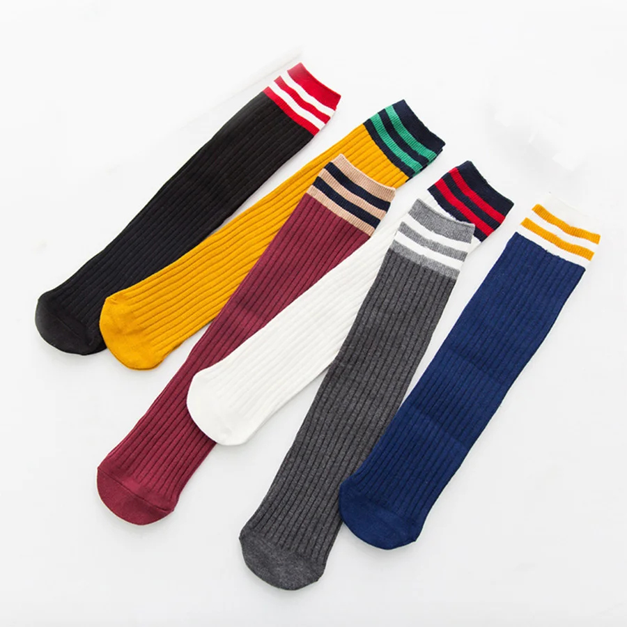 4 пар/лот, хлопковые носки для женщин, полосатые Повседневные носки, женские однотонные носки, черные, белые, желтые, темно-синие носки