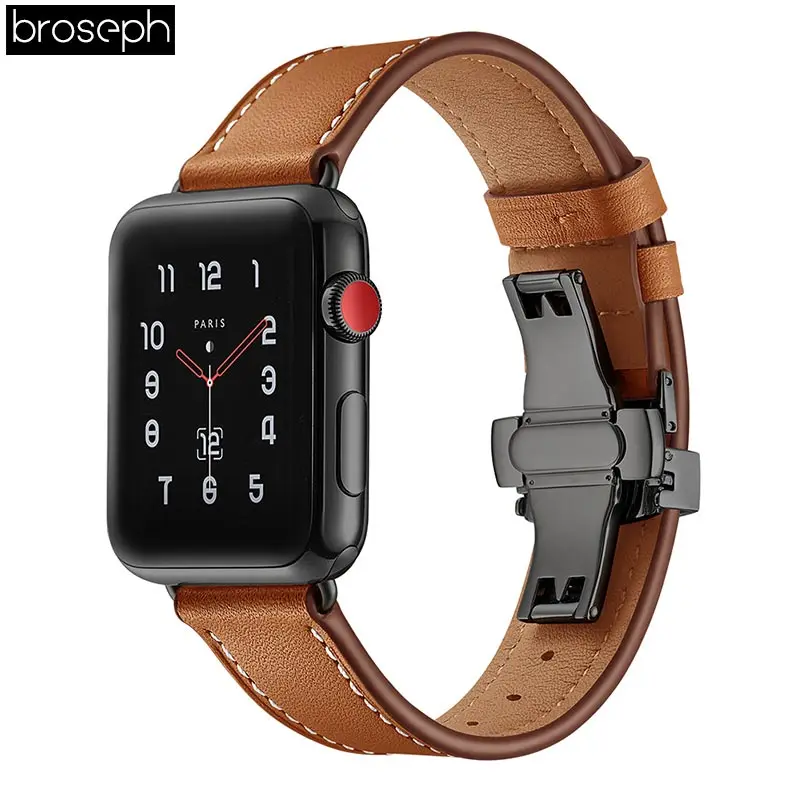 Ремешок с бабочкой для Apple Watch Series 4, 40 мм, 44 мм, ремешок из натуральной кожи, браслет для iwatch 3, 2, 1, 38 мм, 42 мм