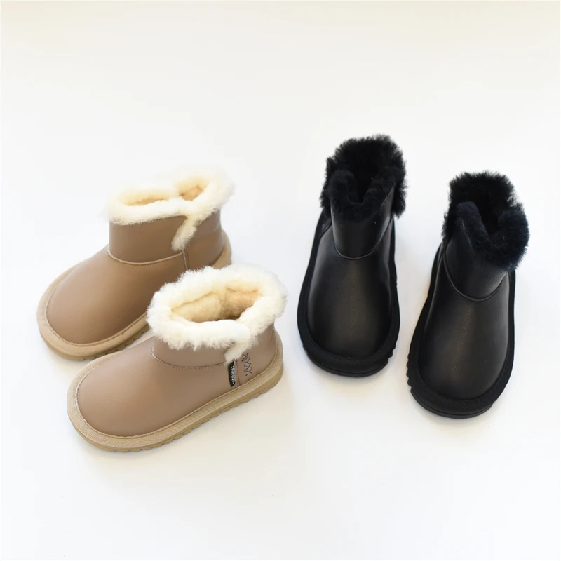 Korean children's smooth Snow Boots boy's and women's plush short boots thick boots children's big head high cotton worm shoes