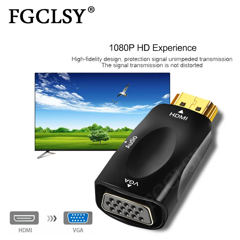 FGCLSY мужчин и женщин адаптер hdmi-vga HD 1080P аудиокабель конвертер для ПК ноутбук ТВ коробка компьютер дисплей проектор