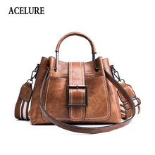 ACELURE женская сумка через плечо большая емкость ведро Сумки для дам ретро из искусственной кожи мягкие широкие ремни сумка-мессенджер на плечо