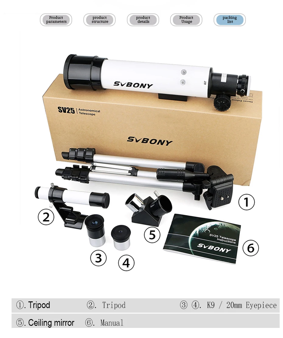 svbony sv25 refractor telescope