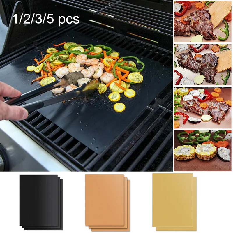 Reusable 10 PC BBQ GRILL MAT Non-stick Make Grilling Easy BBQ 