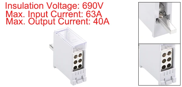 Uxcell 1 вход 2/3/4/6 выходному проводу клеммной колодки Блоки DIN Rail распределительный блок для автоматического выключателя и двигатели ворота - Цвет: 6 Outlets