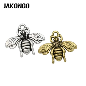 

JAKONGO 15pcs Antique Silver Plated Flying Bee Charms Pendants for Jewelry Making Necklace DIY Accessories 19x22mm
