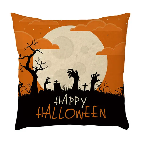 Square Horror Halloween Cushion Cover Linen Cotton Pillowcase Witch Pumpkin Castle Throw Waist Pillow Covers Home Decor Q3 - Цвет: I