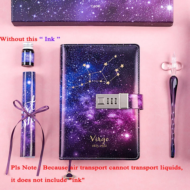 Virgo B6 дневник планировщик блокнот-органайзер и пулевые журналы Kawaii записная книжка с замком 12 созвездий программа подарки на день рождения - Цвет: Virgo