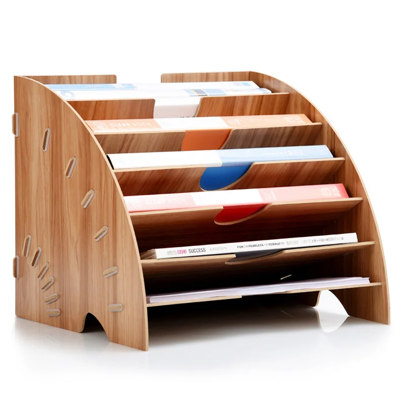 

Fan-shaped Information Rack Wood Multilayer File Holder Office Supplies Desktop Magazine Storage Archives A4 Paper fen lei jia