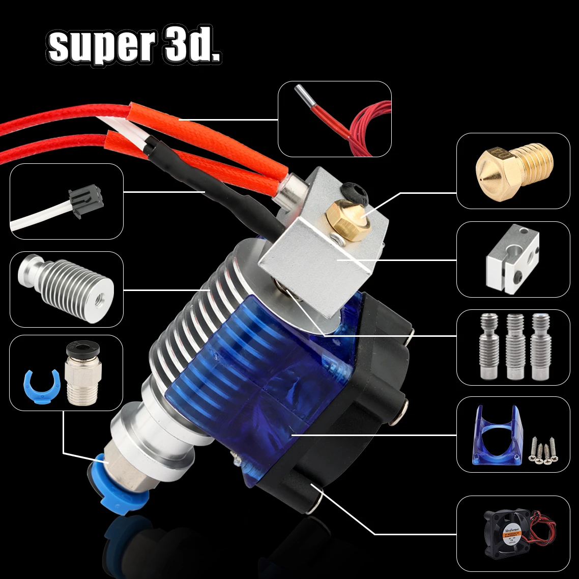 ハイオールメタルv6hotendプリンターキット 1 75mm 12v 24v Bowenリモコン印刷押出機 d Pt100 Hotend用 3d Printer Parts Accessories Aliexpress
