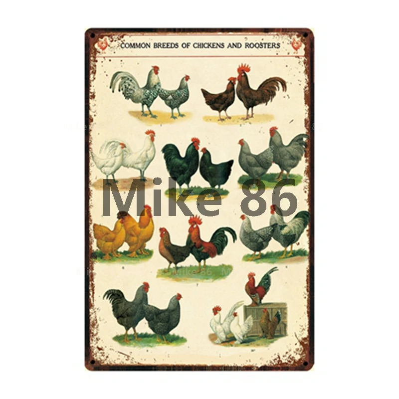 [Mike86] жареная курица ферма свежие яйца металлический знак оловянный плакат домашний Декор Бар настенная живопись 20*30 см размер DD-14