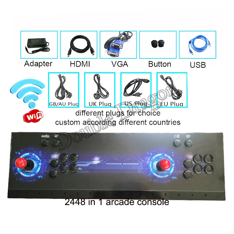 US $346.45 2448 in 1 140 3D Games Arcade Console Wireless WIFI Version With Joytick Push Button Game Controller to TVLaptopLcd Screen