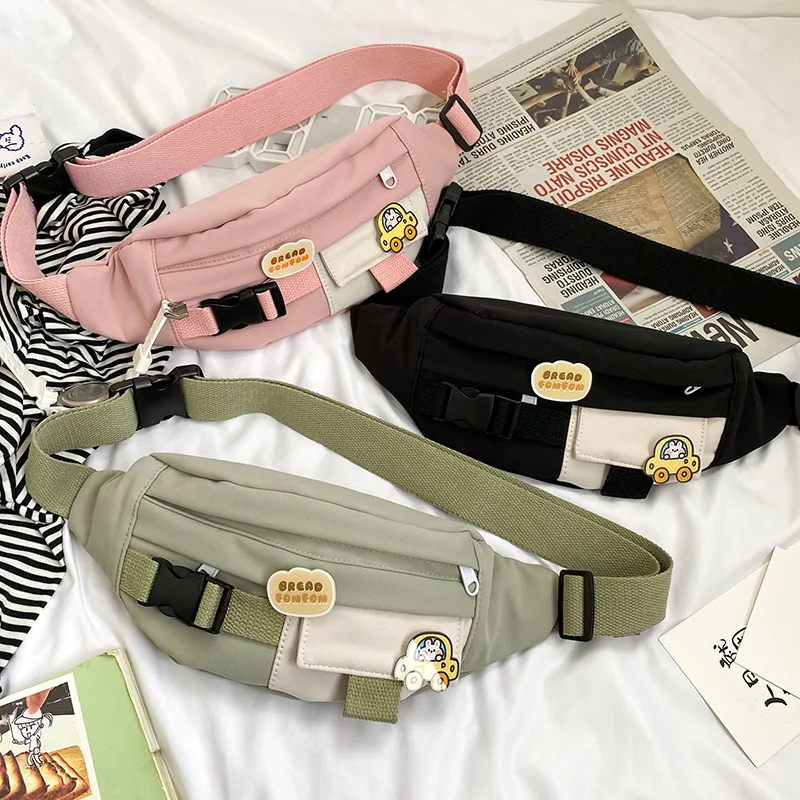 Waist-Bags Belt Fanny-Pack Canvas Crossbody Women Cute Girls Solid for Leisure New