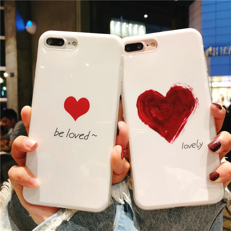 KJOEW парные чехлы для телефонов с сердечками и буквами iPhone 6 6S 7 8 Plus X XS карамельных