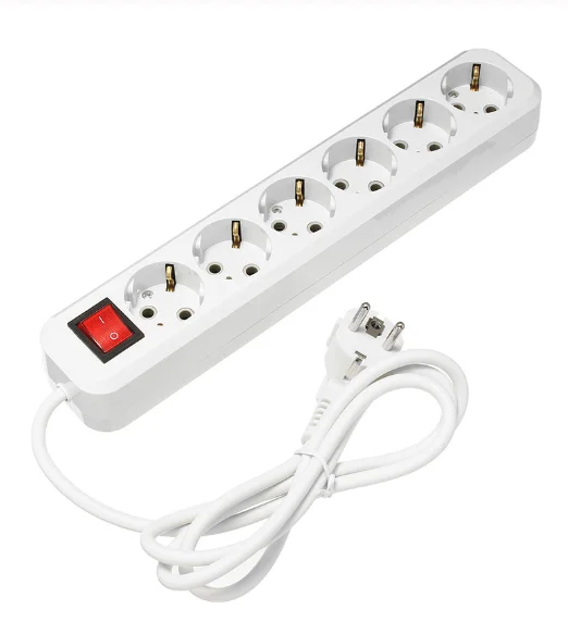 Liprety штепсельная вилка европейского стандарта 3/4/5 AC Мощность 250V 10A Мощность полосы ЕС штекер розетка удлинителя Мощность полосы адаптер 1,5 м кабель-удлинитель - Цвет: 6AC