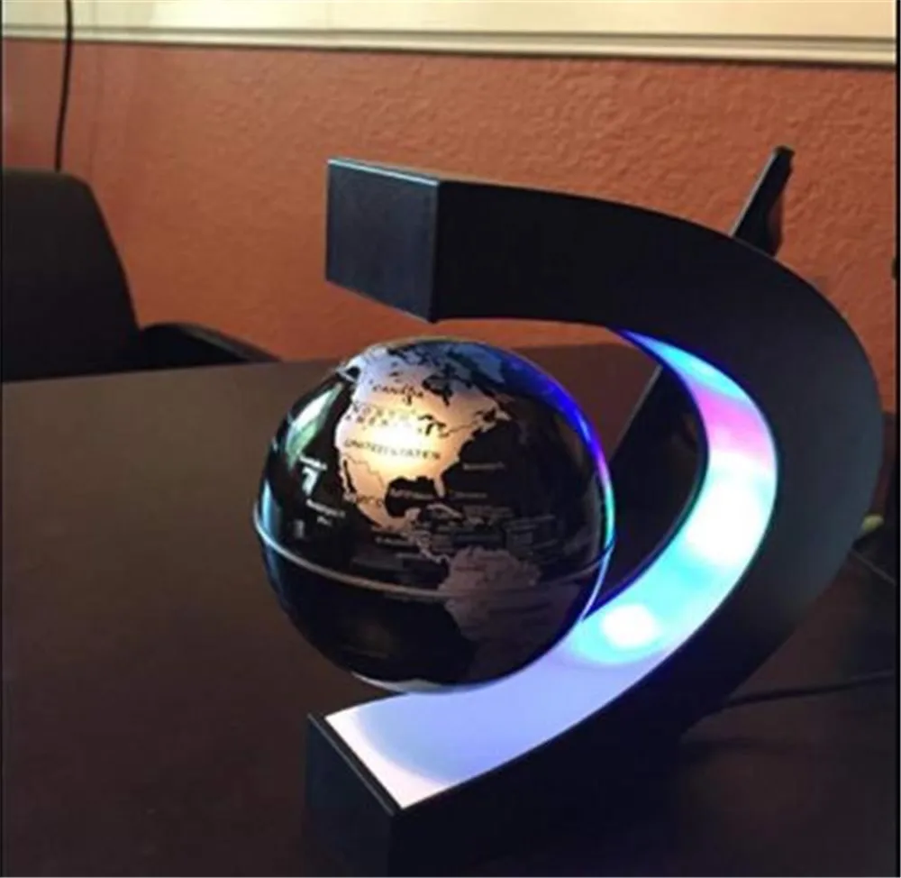 C Форма Магнитной Левитации Плавающая Карта мира Глобус светодиодный светильник украшения офиса AU/US/EU/UK Plug