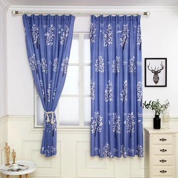 

Nordic Style Half Blackout Curtains Beautiful Design Soft Fabric Rich Tree Very Soft And Nature Made Drape Warm Visual Sense