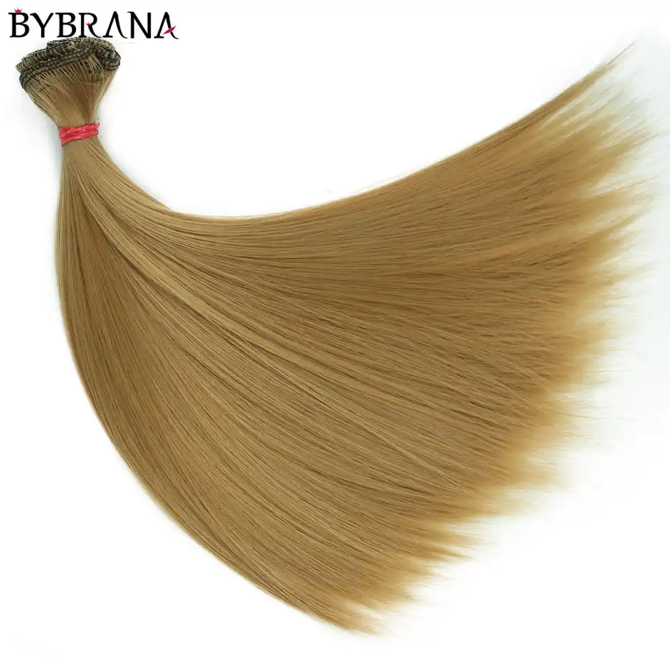 Bybrana 15cm * 100cm e 25cm * 100cm longo em linha reta de alta temperatura fibra bjd sd perucas cabelo diy para bonecas frete grátis