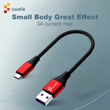 Swalle 20 см 3A USB кабель нейлоновый провод для быстрого заряда для iPhone samsung Xiaomi Android type-C мобильный телефон usb зарядный шнур