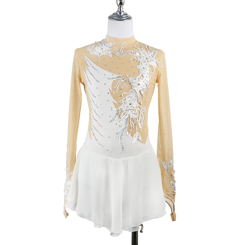 Black Figure Skating Dress Cheongsam Ice Figure Skating Skirt Beautiful Skirt Stereo Lace Flower Girl/Woman