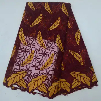 

Latest Style Wine African Tulle Lace Fabric With Stones Nigerian Embroidered French Tulle Lace Material For Bridal Dress NA015