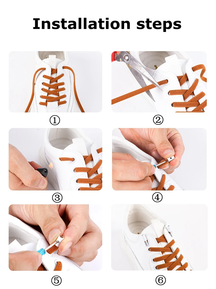 1 Pair No Tie Shoelace Elastic Shoelaces Leisure Sneakers Quick Flat Shoelaces Lazy Shoe Laces Nice Buckle Kids and Adult Unisex