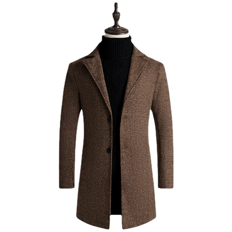 2021 New Lapel Long Coat Men's Winter Thick Business Casual Long Men's ...