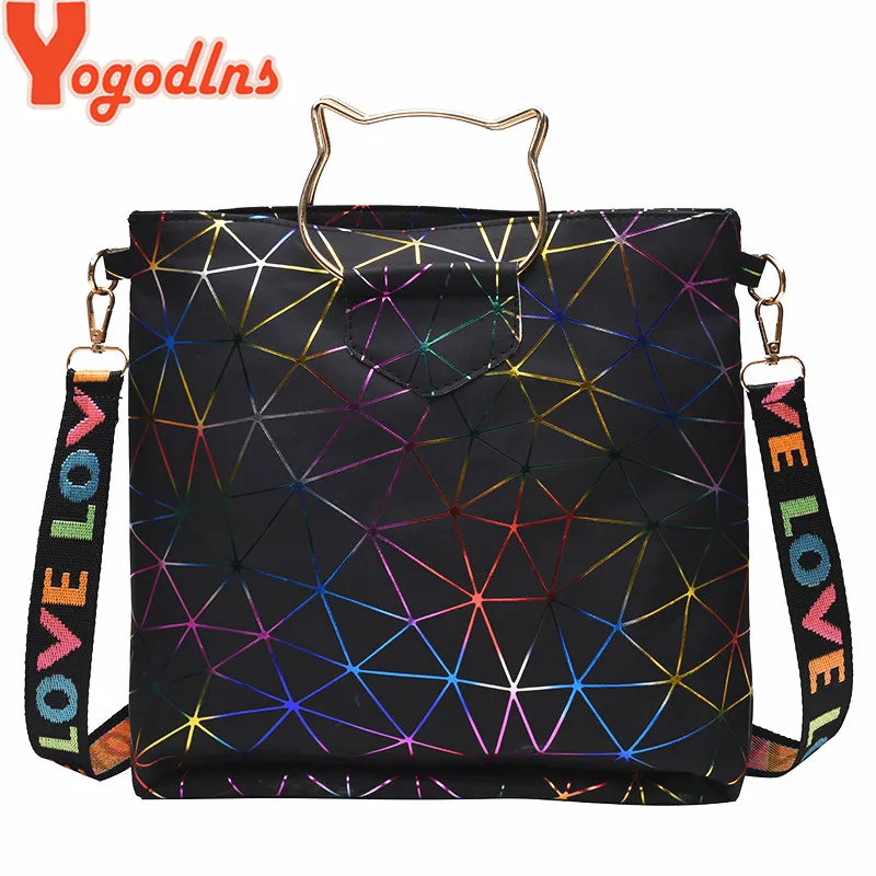 

Yogodlns Laser Colorful Shoulder Bag Women Top handle Handbag Female Messenger Bags Large capacity Crossbody Bag