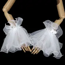 Для женщин невесты плиссированные оборки Рог манжеты сердце кружево Декор Свадебная вечеринка Поддельные рукава