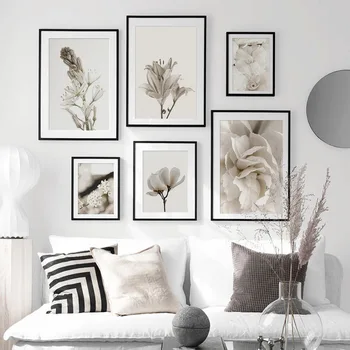 

White Rose Peony Cherry Flowers Wall Art Canvas Painting Nordic Posters And Prints Plants Wall Pictures For Living Room Decor