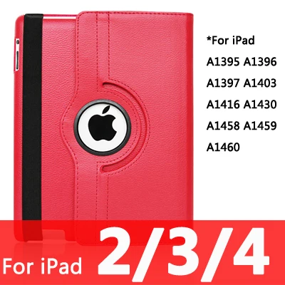 360 Вращающийся чехол для Apple iPad 2/3/4 Air 1/2 A1430 A1458 A1460 iPad2 iPad3 iPad4 Air1 Air2 планшетный чехол для i Pad 9,7 - Цвет: For iPad 234-red