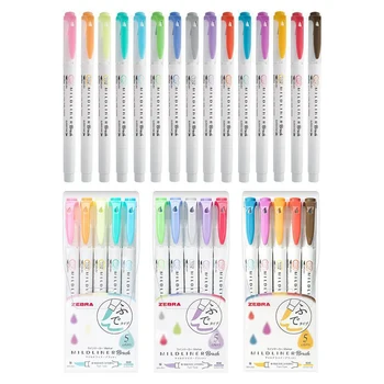 

2020 NEW 5 Colors Zebra MildLiner Brush Pen Set WFT8 Double Sided Water-based Highlighter Marker Pen Journal Supplies