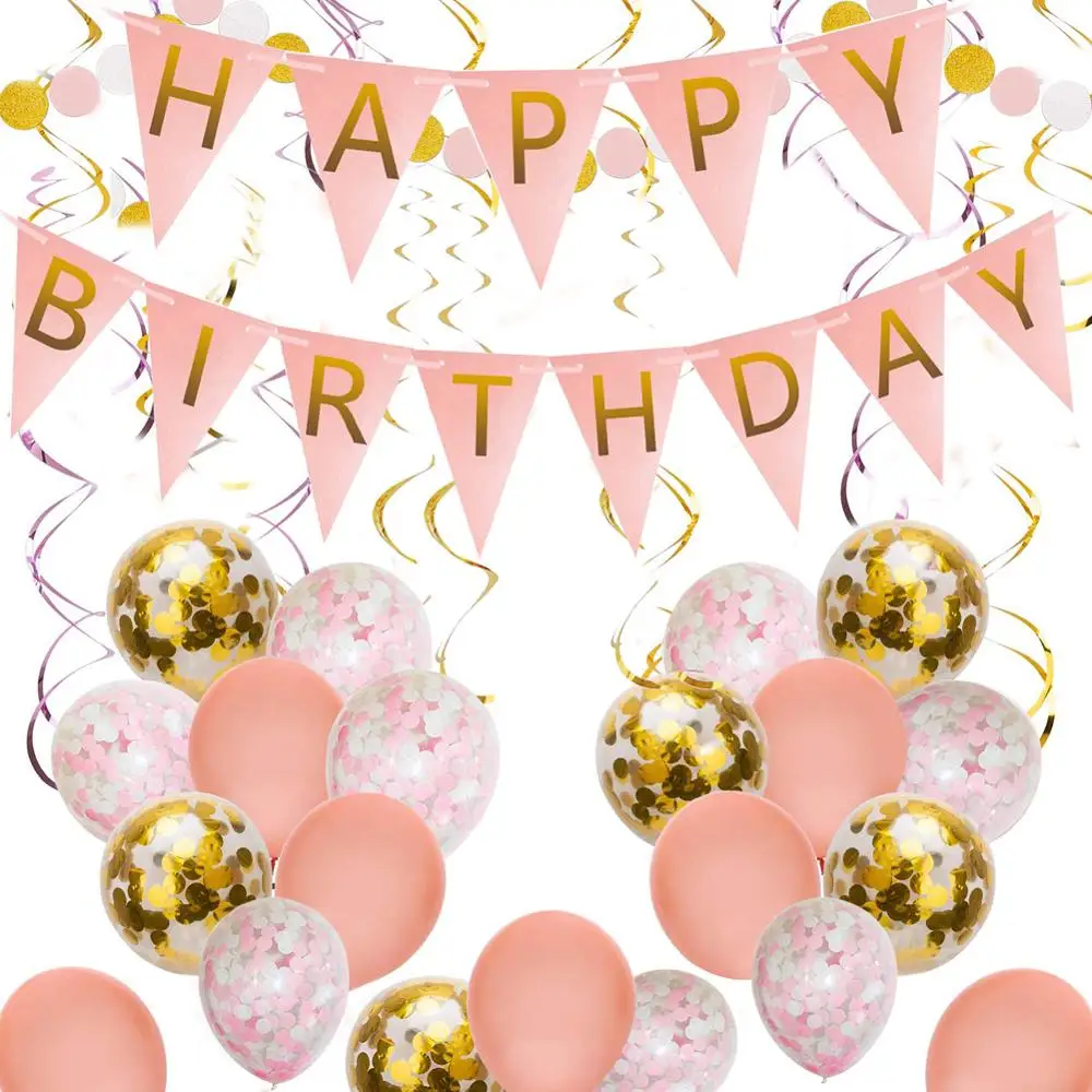 Украшения для дня рождения розовые и золотые латексные воздушные шары подвесные украшения Swirls шары из латекса воздушные шарики для украшения Поставки - Цвет: 1