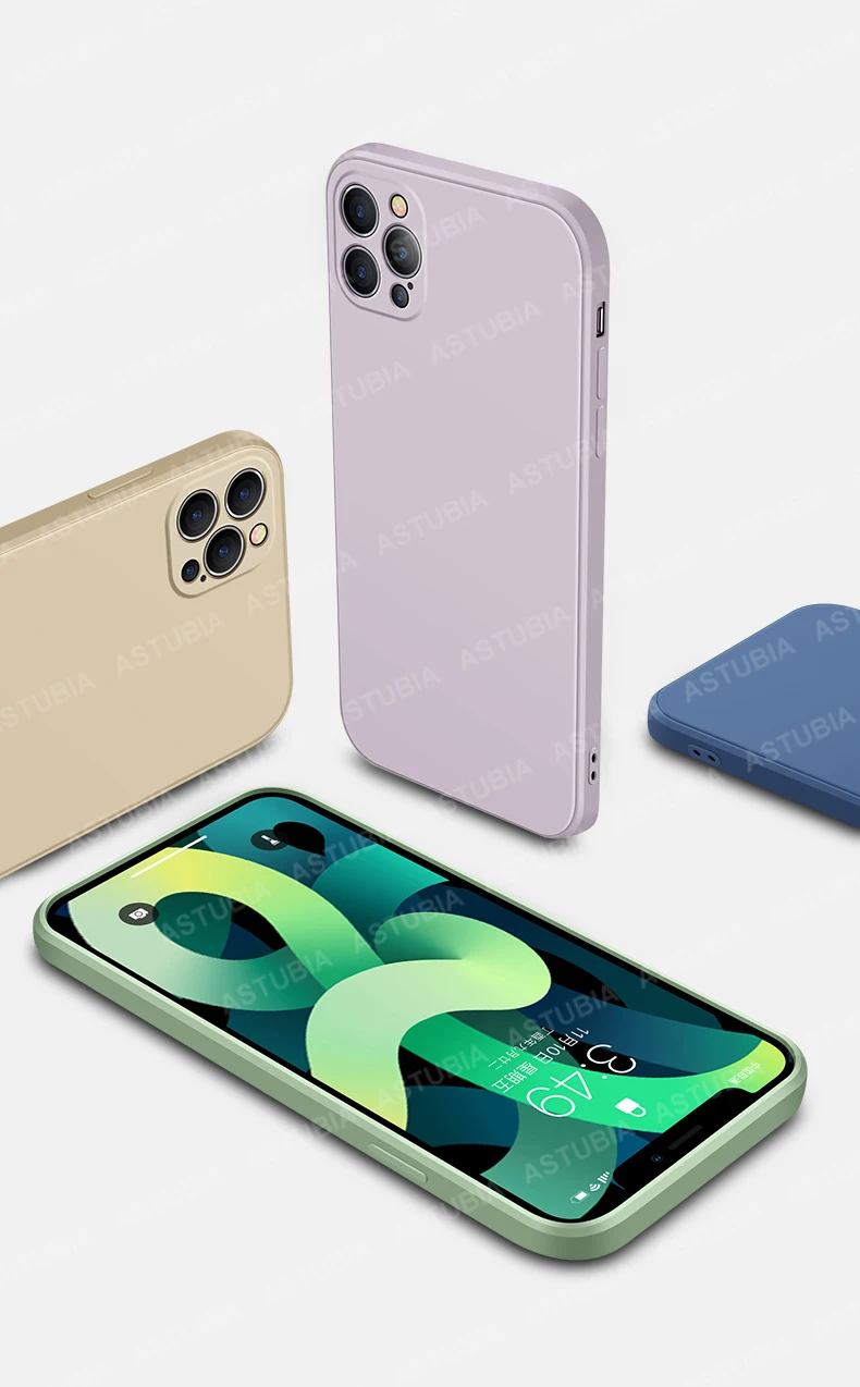 2021 Square Liquid Silicone Case For iPhone 11 12 13 Pro Max Mini X XR XS MAX 7 8 PLUS SE 2020 Cover Full Protector funda coque