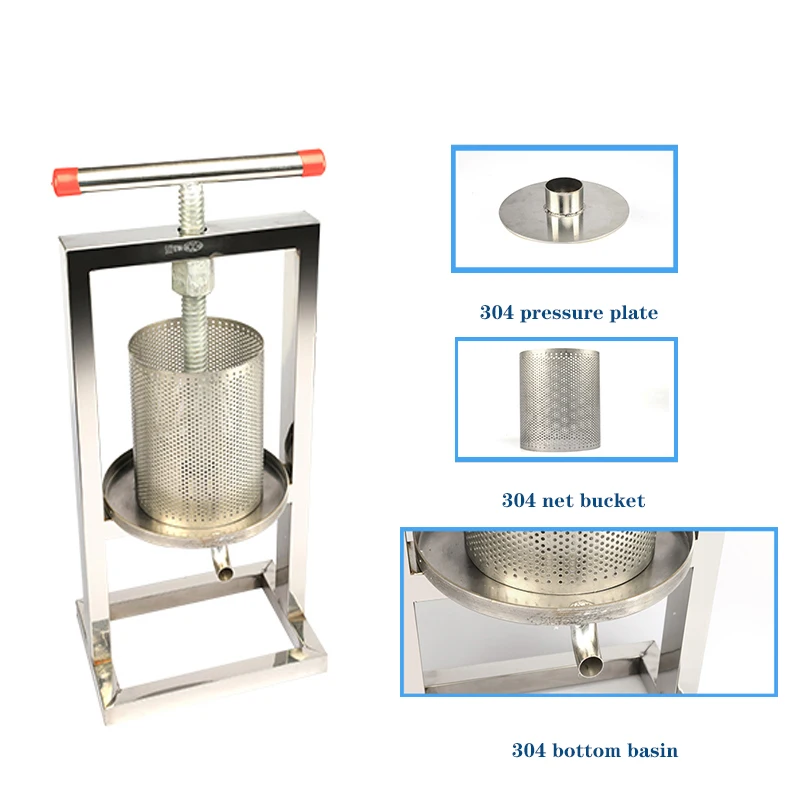Honey Squeezer Manual Household Wine Watermelon Tomato Juicer 304 Stainless Steel Oil Press Lemon Sugar Cane Pomace Separator 5