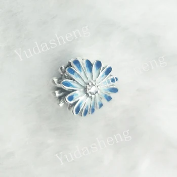 

YUDASEHNG 1: 1 High Quality Blue Daisy Flower Charm Bead DIY Bracelet Necklace Women Fashion Jewelry