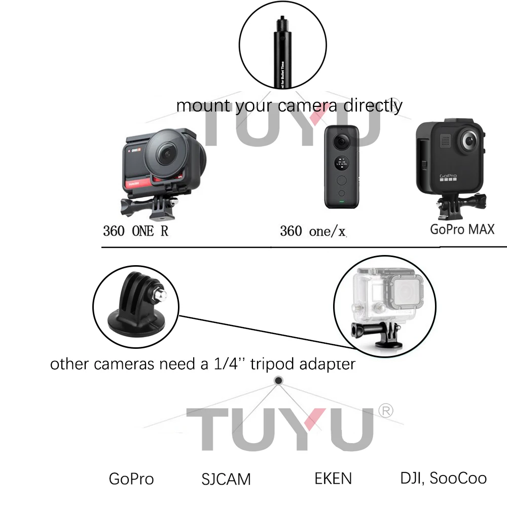 TUYU-Motocicleta 3rd Person View Invisible Selfie Stick,