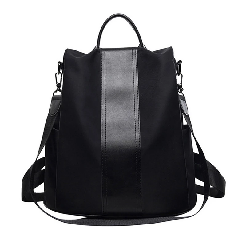 Рюкзак с защитой от воров, женская кожаная школьная сумка с помпоном большой емкости для девочек-подростков, дорожная сумка, mochila feminina - Цвет: Black