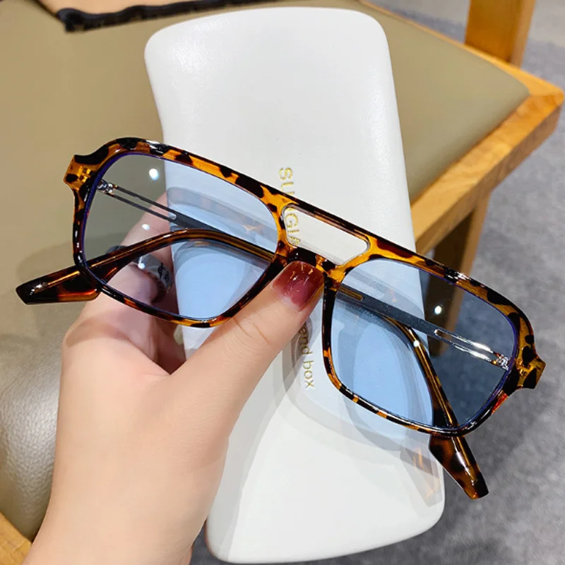 New Square Sunglasses Man Woman Vintage Blue Leopard Sun Glasses Male Female Clear Lens Fashoin Retro Brand Eyeglasses_voghion.com