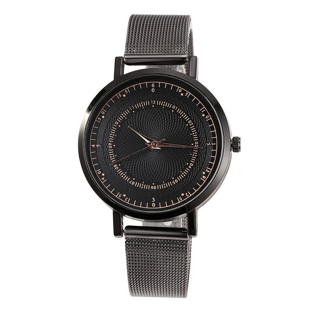 

Korean-style Double Measuring Double Coils Dial Men Casual Mesh Belt Watch