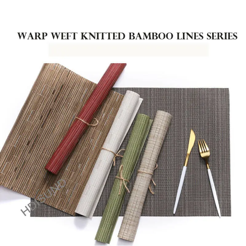 

Bamboo PVC Dining Room Weave Woven Placemats Table Heat Insulation Place Mats