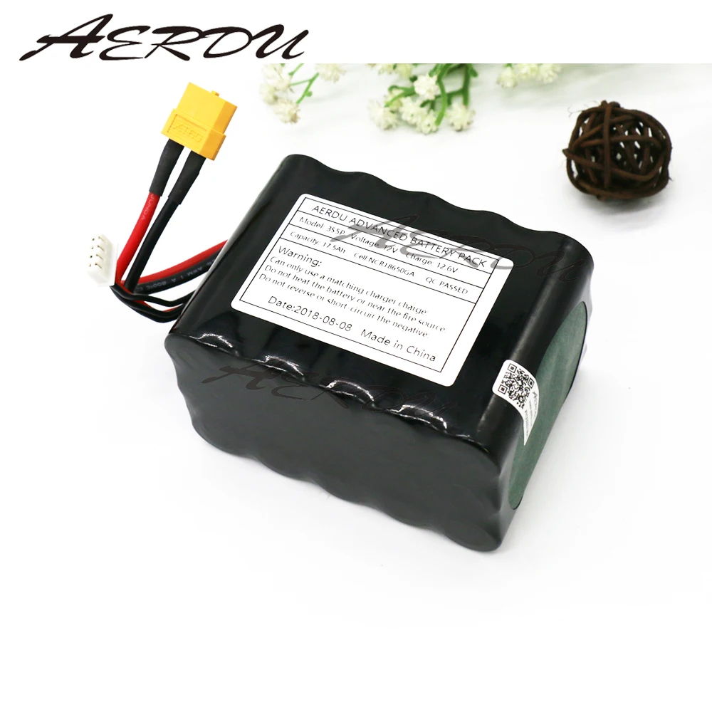 

AERDU 3S5P 17.5Ah 11.1V 12.6V UAV Rechargeable lithium ion battery pack For NCR18650GA 10.8V Balance RC toy JST-XH XT60 50A