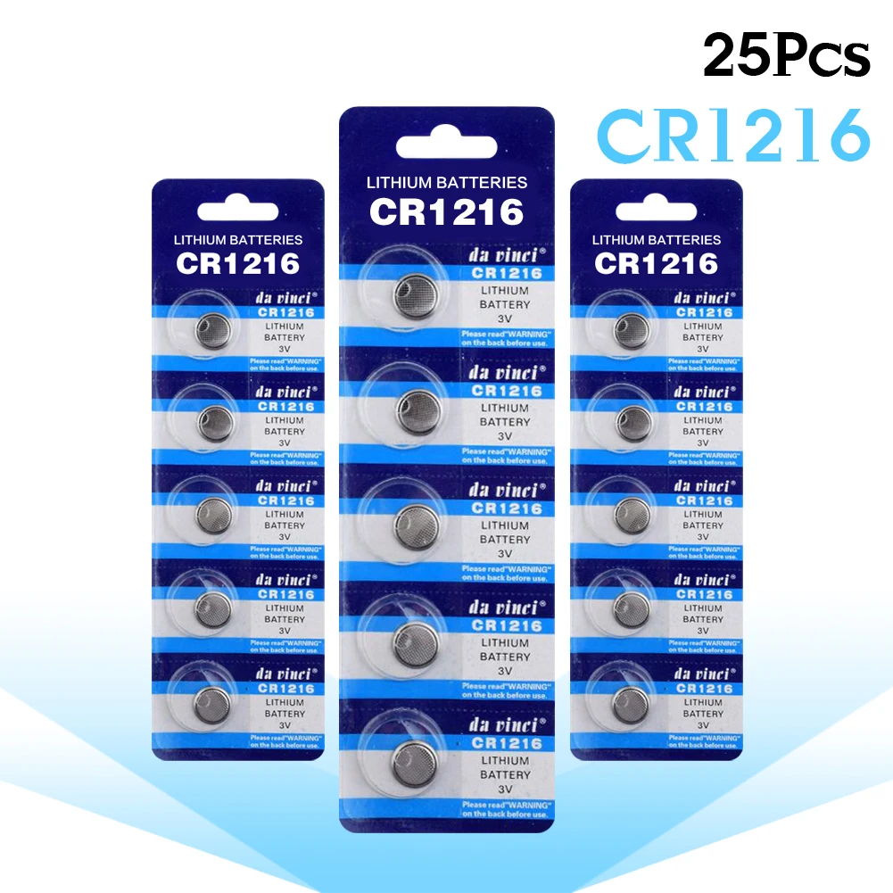 25pcs 3V CR 1216 CR1216 Button Batteries 5034LC DL1216 BR1216 Cell Coin