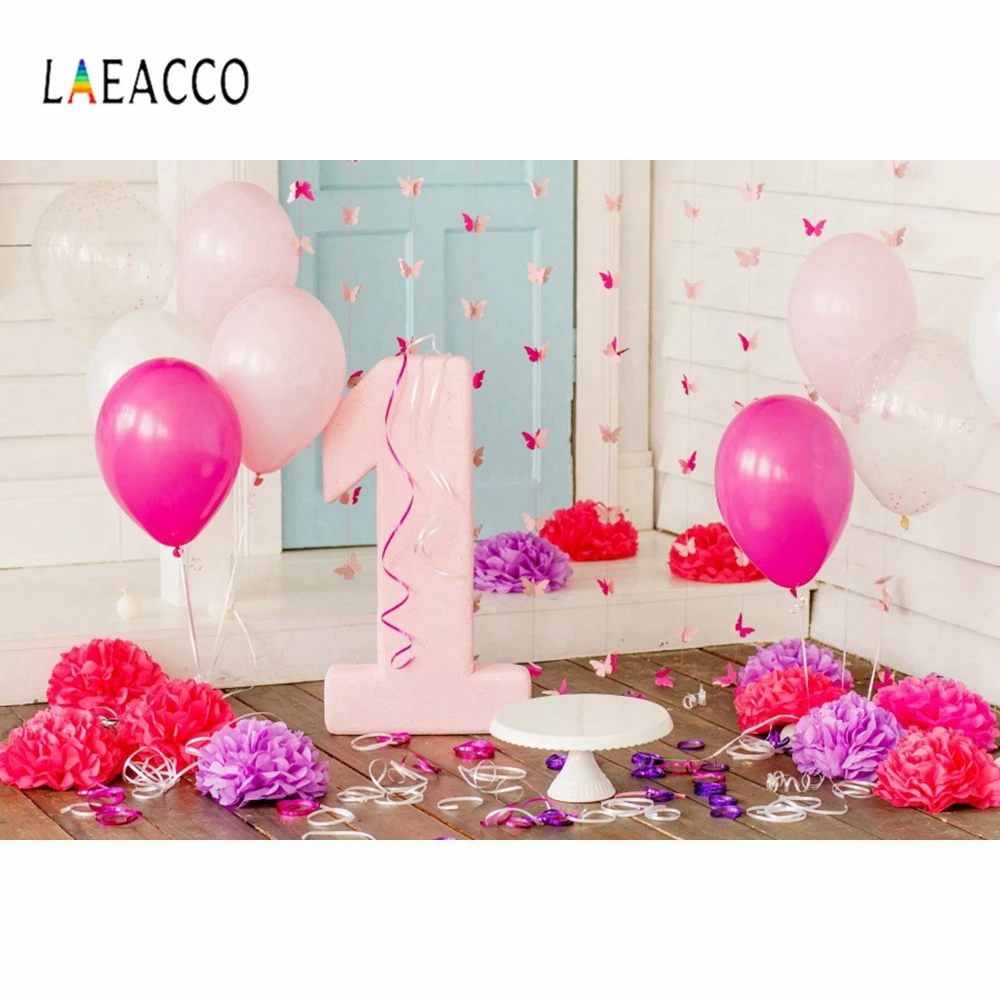 Laeacco 1st Birthday Background Photophone Balloons Decor Interior Scene Customized Vinyl Photocall Photography Backdrops Studio |