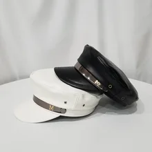 Осенняя и зимняя женская кожаная восьмиугольная шляпа черная английская плоская верхняя Темно-синяя кепка утиный язык берет шляпа красивая шляпа