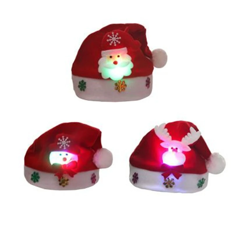 

Christmas Hat adult child LED light Santa Claus Snowman elk 2021 new year outdoor family party hats knitted weave unisex Hats