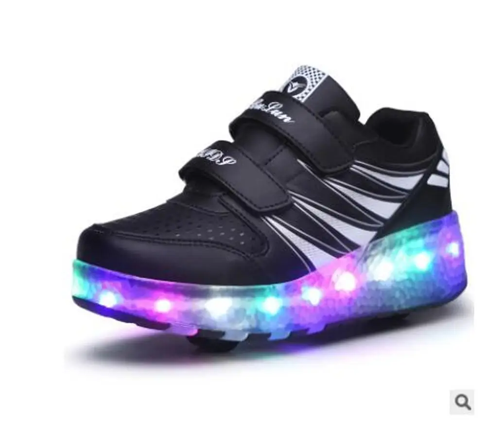Heelies 2019 New USB Charge LED Colorful Children Kids Fashion Sneakers with Two Wheels Roller Skate Shoes Boys Girls Blue | Детская