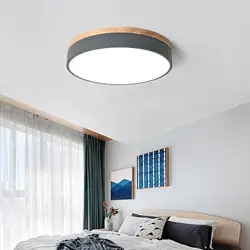 Скандинавский деревянный потолочный светильник для кухни, спальни, столовой, дешевая круглая Светодиодная лампа для комнаты, домашний