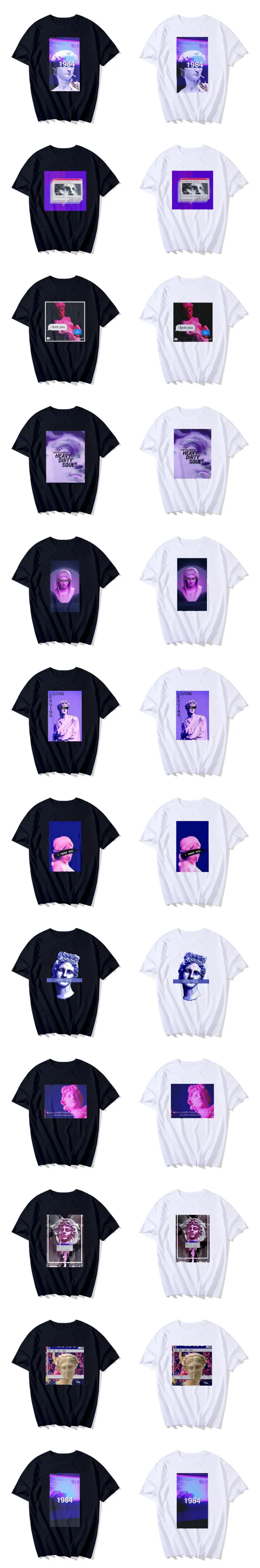 Забавная Мужская футболка Vaporwave статуя микеланжело Давида с принтом Харадзюку, футболка с коротким рукавом, Повседневная футболка, мужские топы, футболки