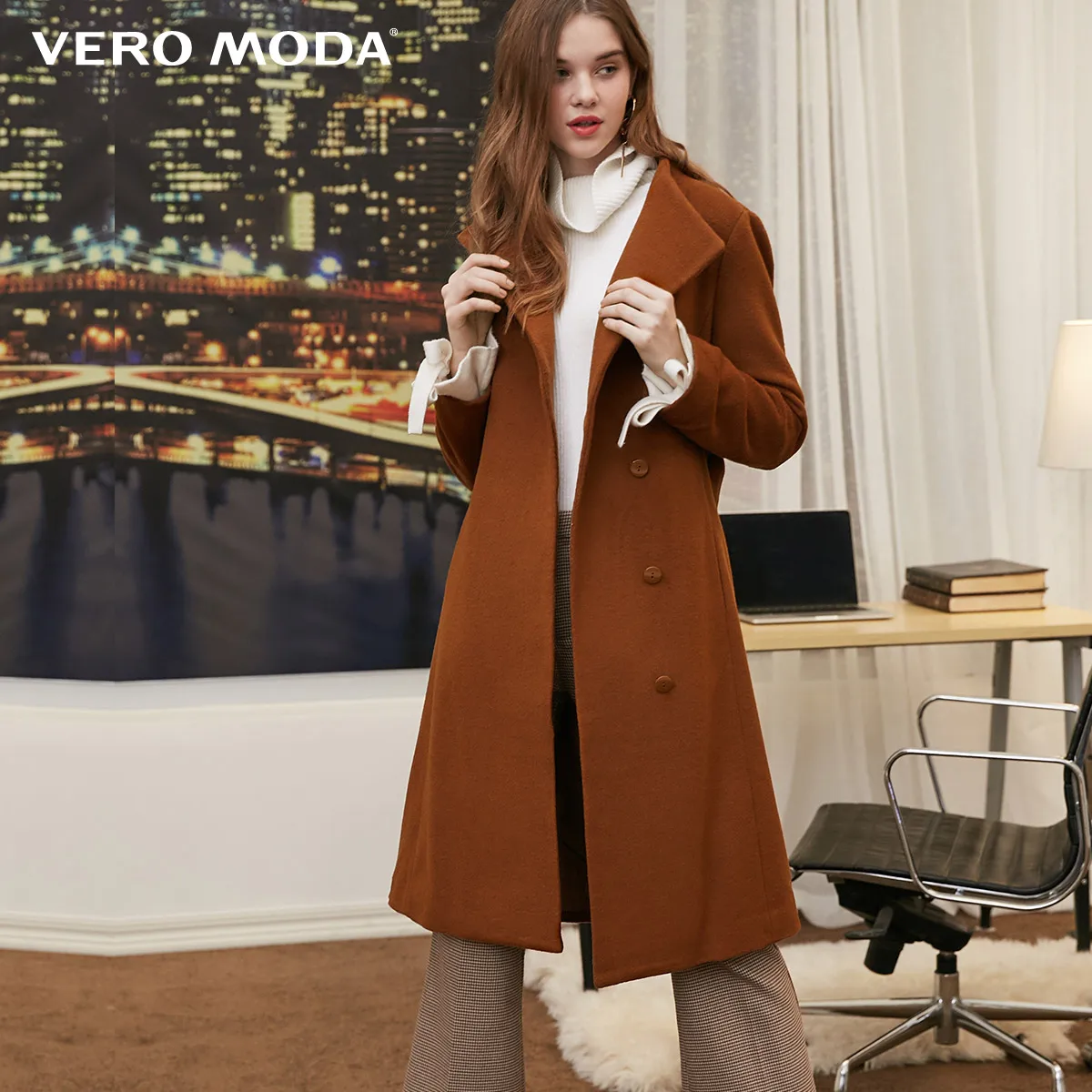 Vero Moda женское маленькое шерстяное пальто с высоким воротником на пуговицах | 318327539