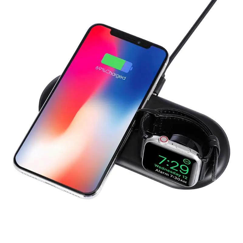 2 в 1, беспроводное зарядное устройство для iPhone XS Max iWatch, портативное многофункциональное зарядное устройство для смартфонов, док-станция для iWatch 1/2/3/4